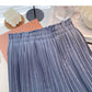 Foreign style solid color pleated high waist A-shaped skirt  5457