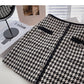 Bird check high waist single breasted A-line skirt  5281