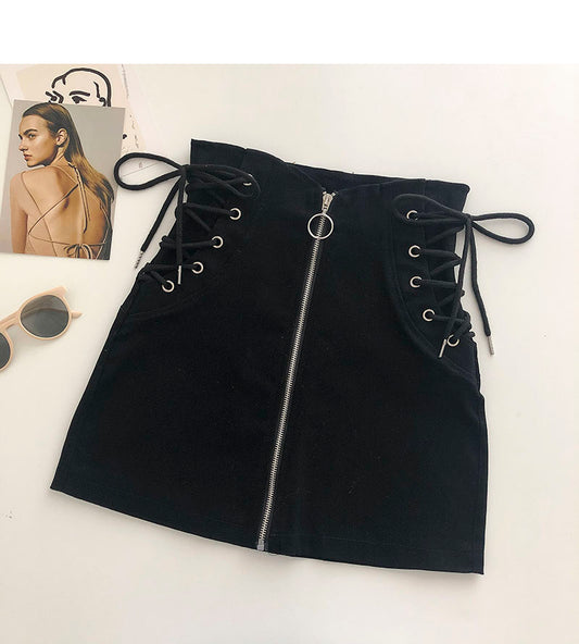 La nouvelle conception de sangle latérale est fine, la jupe taille haute zippée A-bag 5336