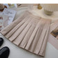 Simple solid color versatile high waist pleated skirt  5351