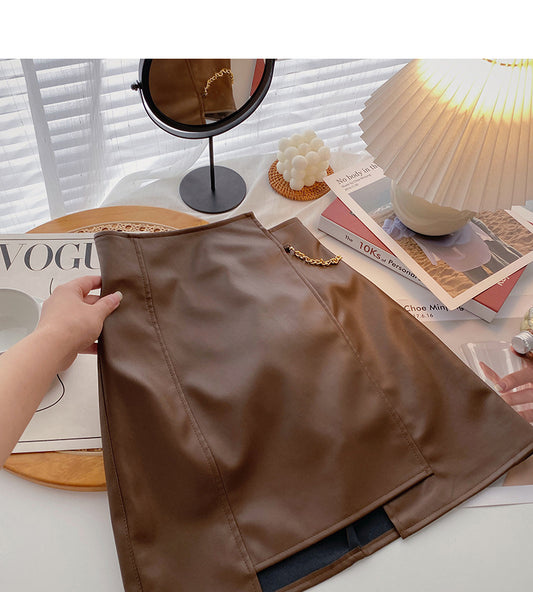 Korean chain high waist irregular slim design Hip Wrap Skirt  5328