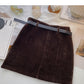 Hong Kong style leisure retro solid color slim high waist A-line skirt  5494