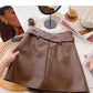 Fashion irregular button high waist thin wrap hip leather skirt  5509
