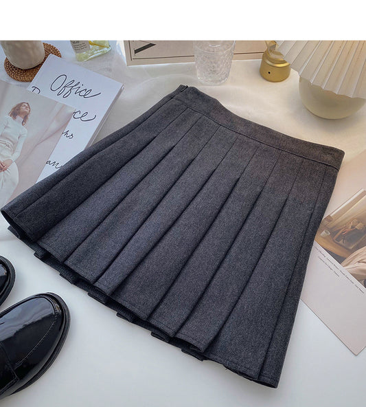 New Korean simple solid color versatile high waist pleated skirt  5420