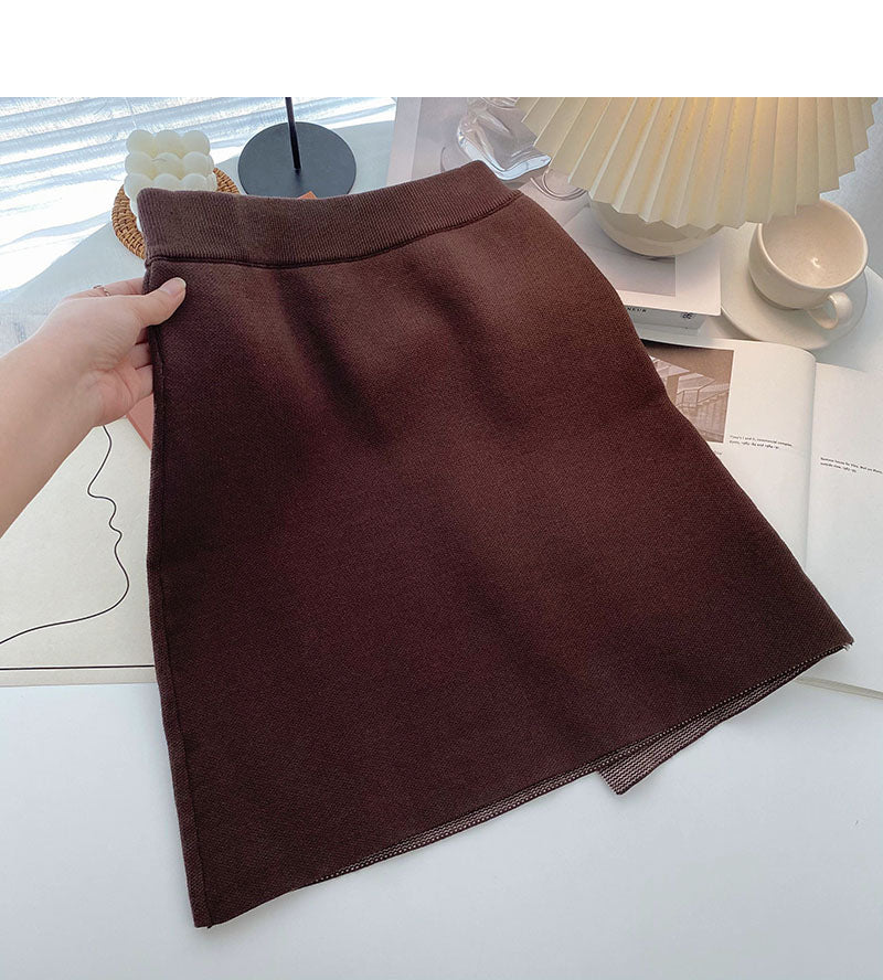 New Korean minority fashion retro printed letter high waist A-shaped skirt  5431