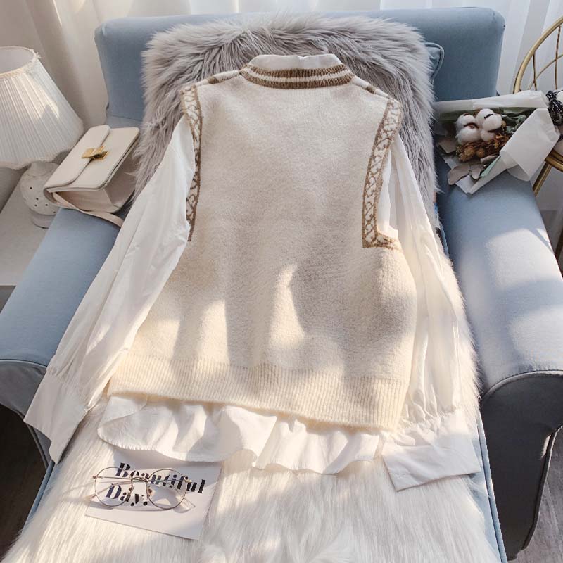 Sweater vest knitted vest sleeveless waistcoat coat coat  5169