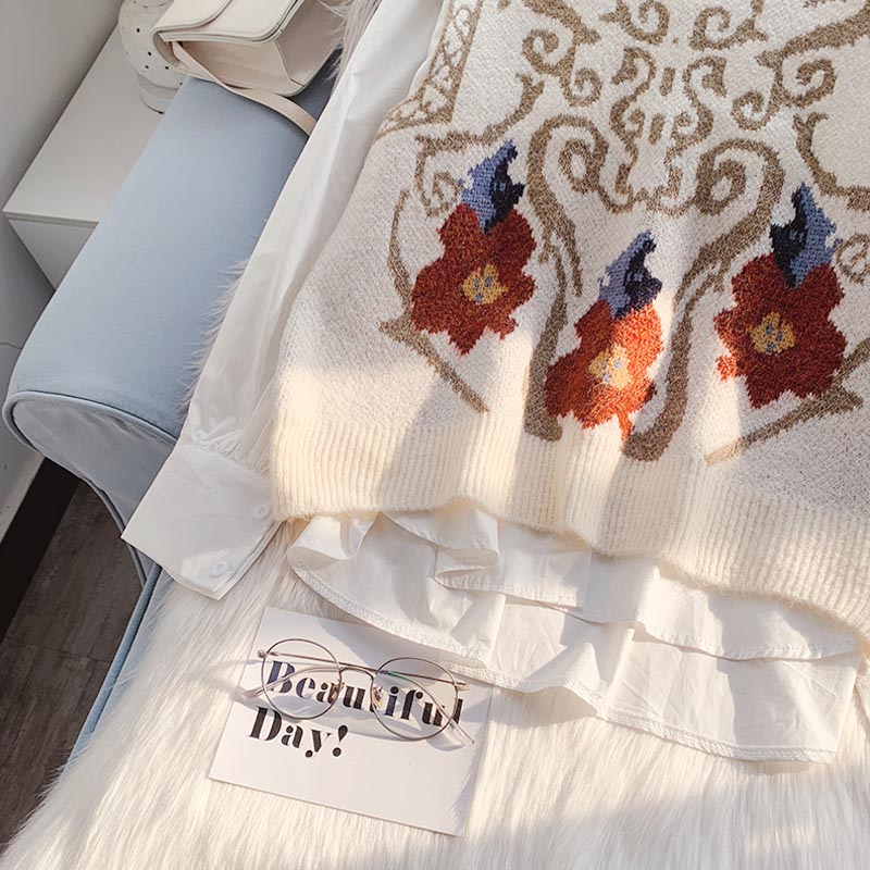 Sweater vest knitted vest sleeveless waistcoat coat coat  5169