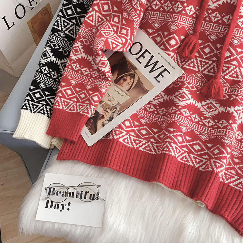 Koreanischer Retro-Faulwind-Langpullover 5139