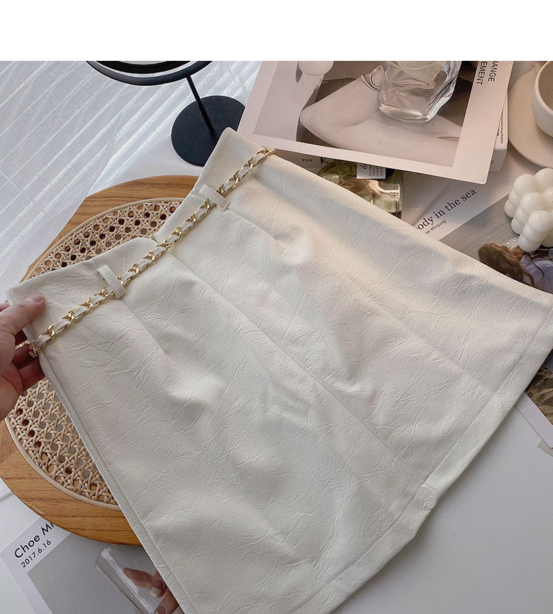 High waist retro chain A-line skirt, thin temperament  5278