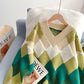 Fauler Wind Lingge Pullover mit V-Ausschnitt Koreanischer Pullover 5128