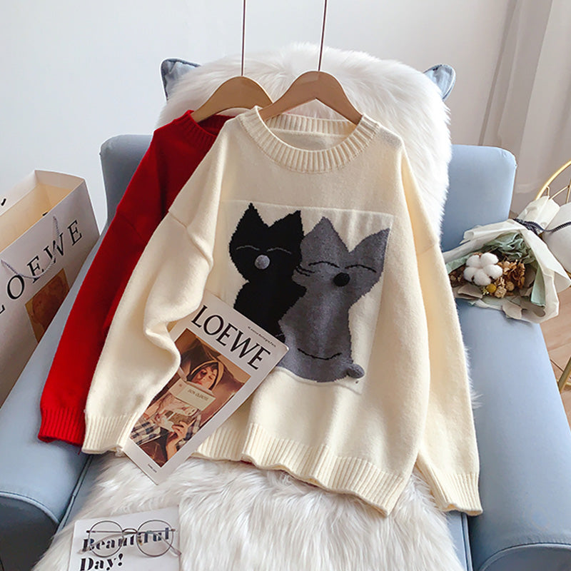 Japanese cute cartoon kitten sweater and coat  5253