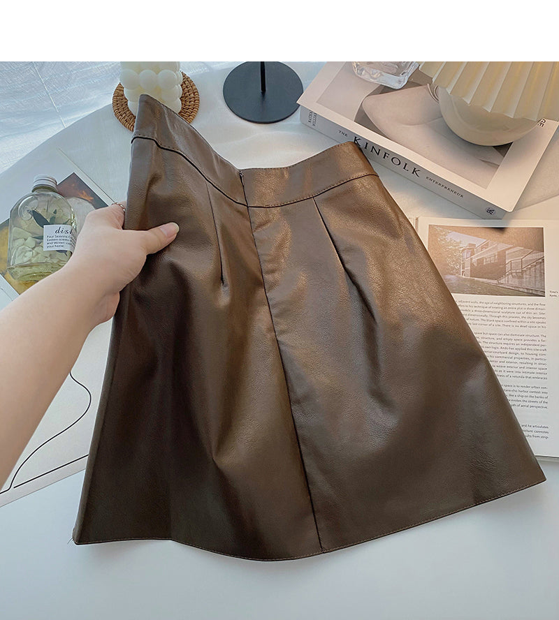 High waist solid simple A-line skirt  5276