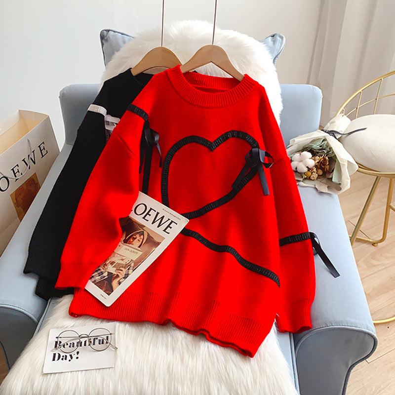 Klein Blue Ribbon love decorative sweater  5213