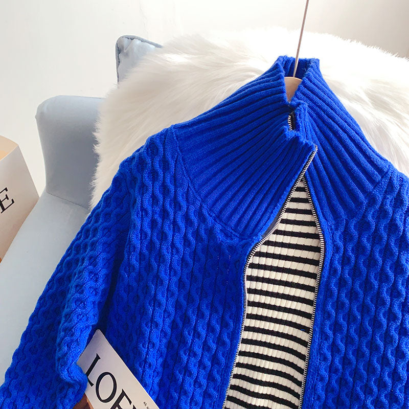 Klein Blue zipper sweater cardigan  5126