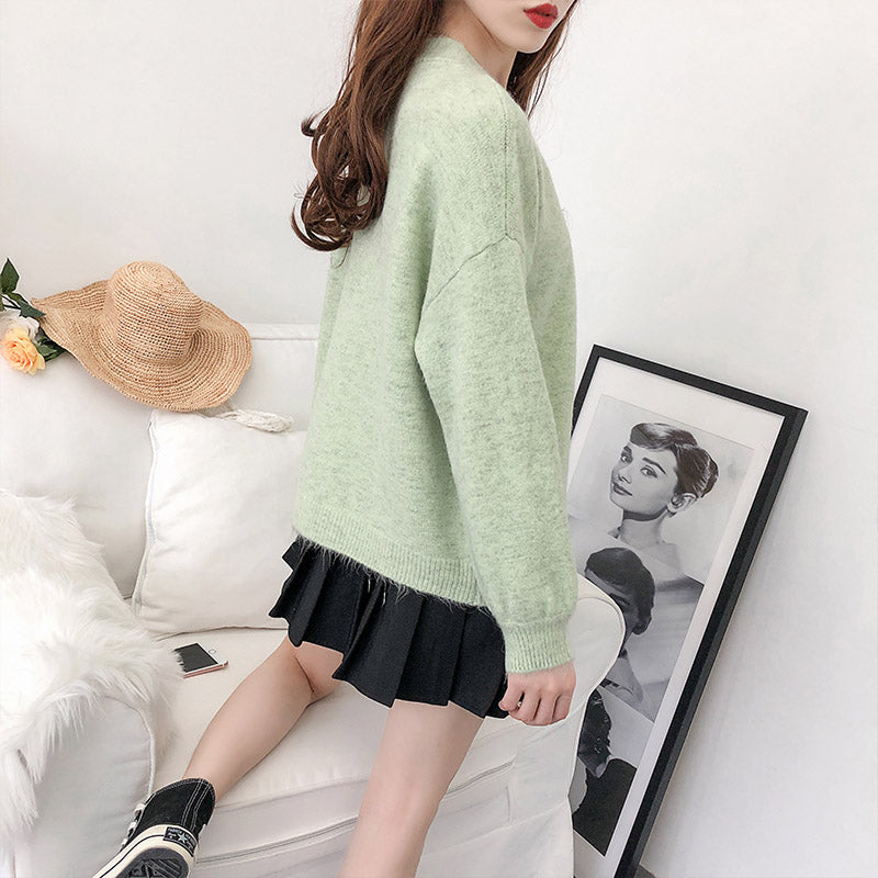 Small fresh knitted cardigan foreign coat  5269
