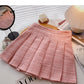 Small fragrance pleated skirt thin high waist tweed A-shaped plaid skirt  5291