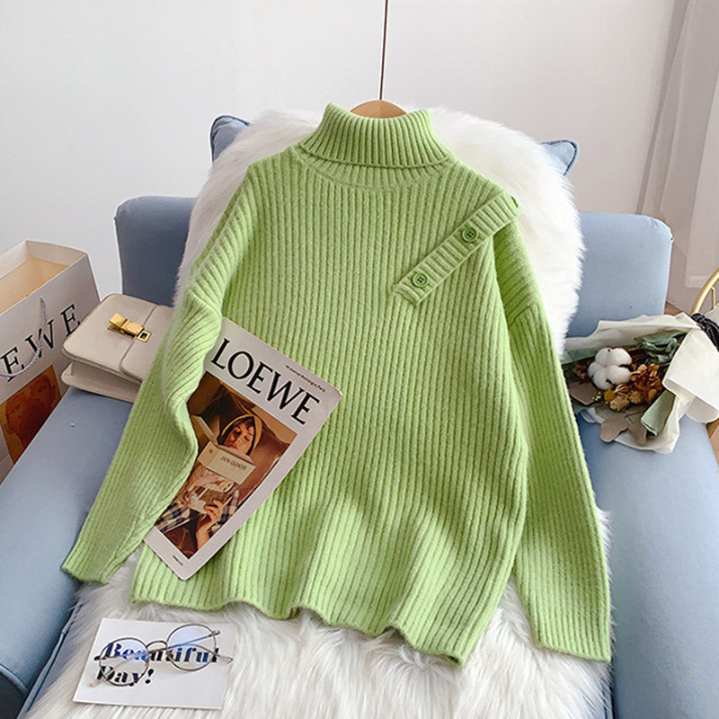 High neck sweater candy color versatile thin Korean bottomed shirt  5236