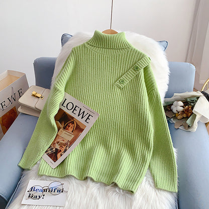 High neck sweater candy color versatile thin Korean bottomed shirt  5236