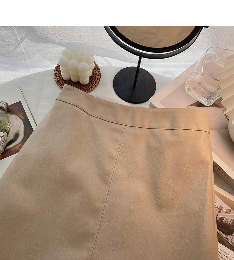 High waist solid simple A-line skirt  5276