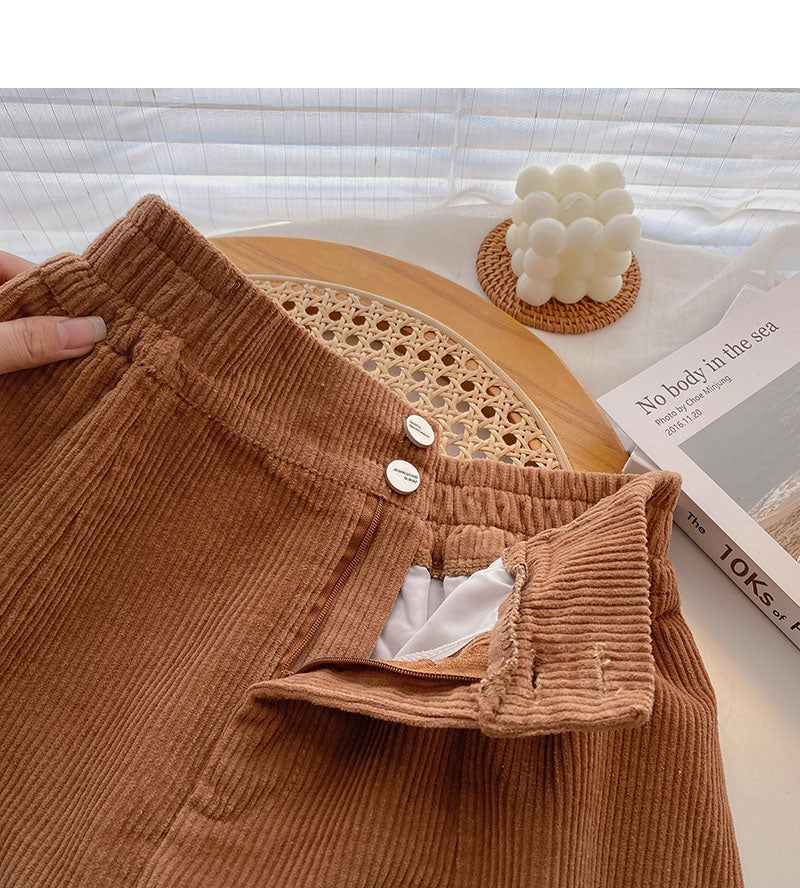 La jupe en velours côtelé est fine et la taille haute est anti-lumière 5285