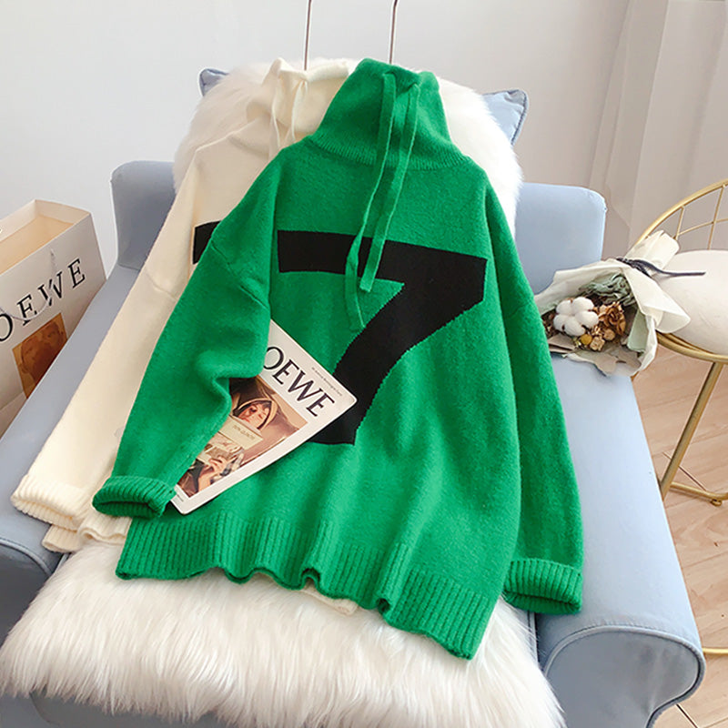 Koreanische Version des hochgeschlossenen Pullovers mit faulem Design 5229