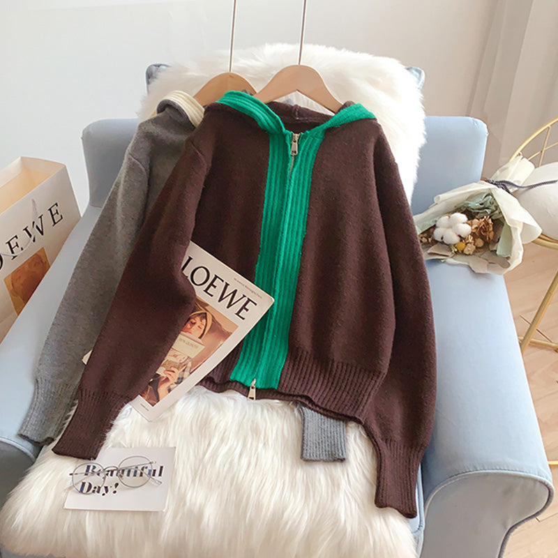 Korean hooded sweater coat cardigan  5219