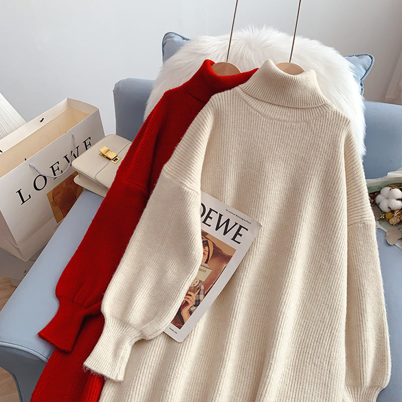 The new high neck knitted sweater is loose and lazy  5218