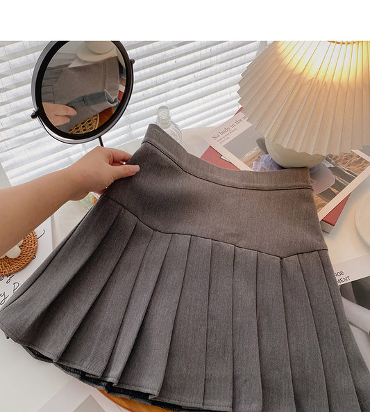 Foreign style aging day high waist pleated skirt  5348