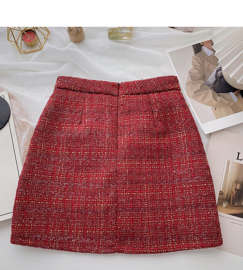 Small fragrance A-shaped skirt, irregular Hip Wrap Skirt  5359