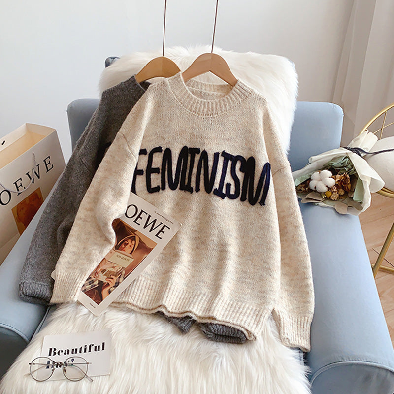 Lazy Wind Pullover mit Rundhalsausschnitt und Buchstaben 5221