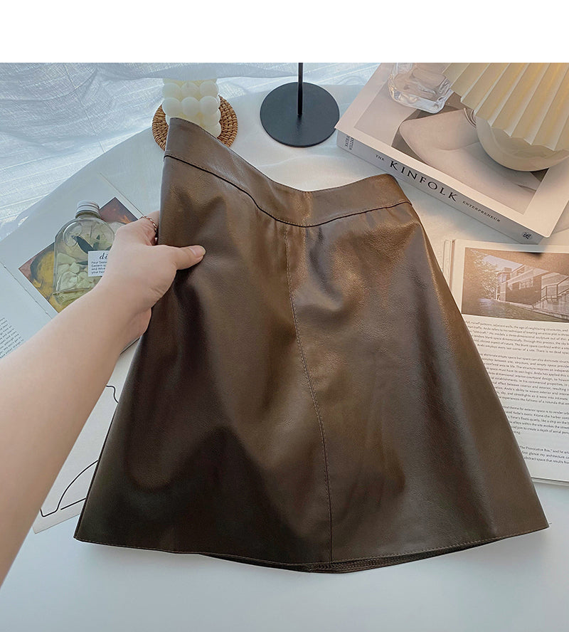 High waist solid simple A-line skirt  5276