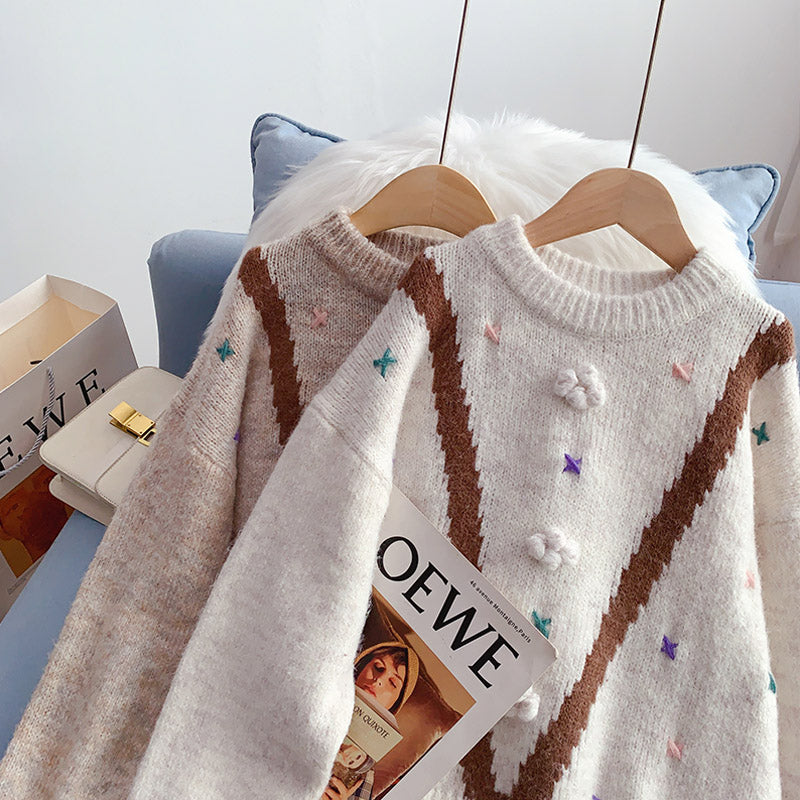 Small fresh and sweet sweater design sense sweater top  5140