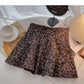Design sense personalized zipper high waist A-line leopard skirt  5315