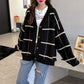 Harajuku sweater cardigan Plaid knitted jacket  5268