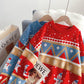 Red Christmas style crew neck sweater sweater sweater top  5132