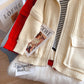 High neck zipper large pocket design sweater coat  5190