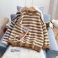 Striped Pullover Sweater coarse wool sweater top  5235