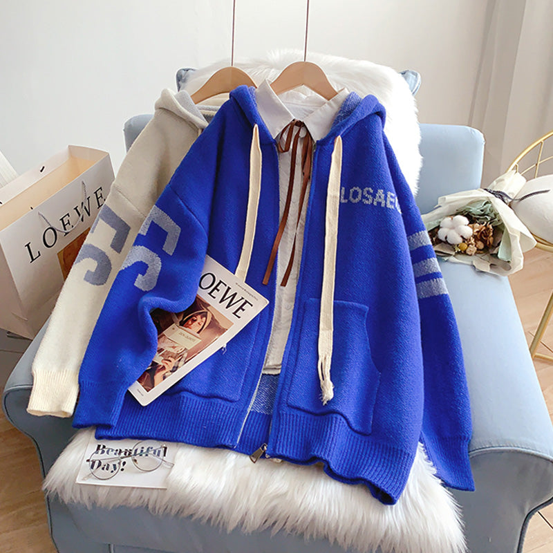 Klein Blue hooded cardigan sweater bodyguard  5247