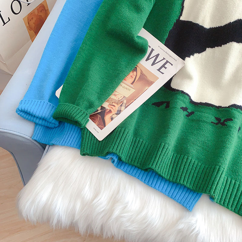 Japanese lazy wind cute cartoon pattern sweater sweater  5178