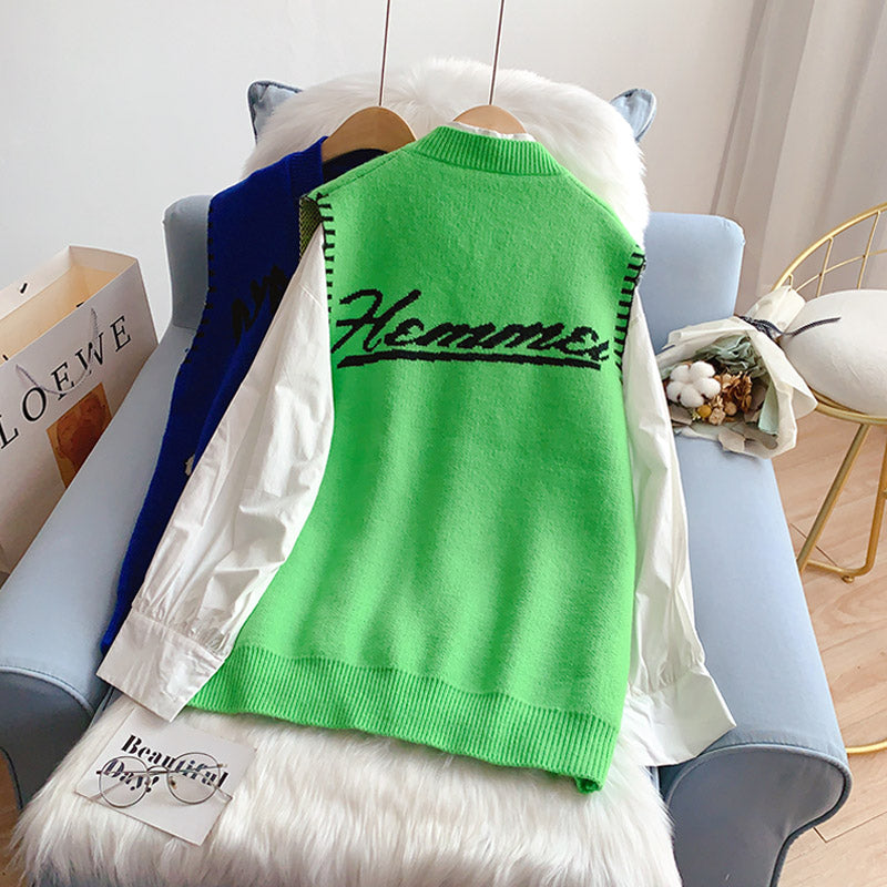 Schwere Industrie-Nagelperle mit V-Ausschnitt, gestrickte Weste, Weste, Mantel 5255