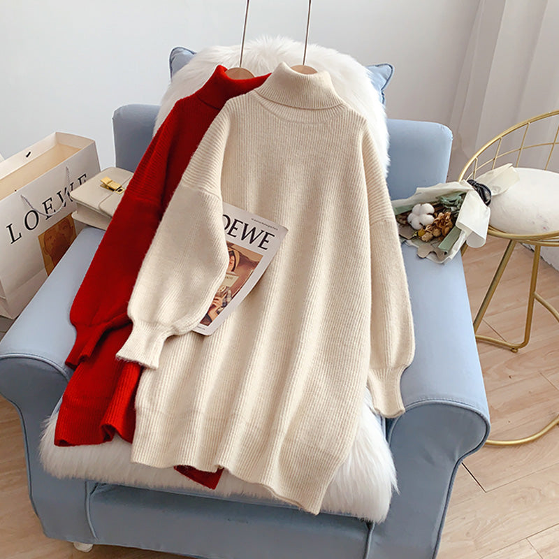 The new high neck knitted sweater is loose and lazy  5218