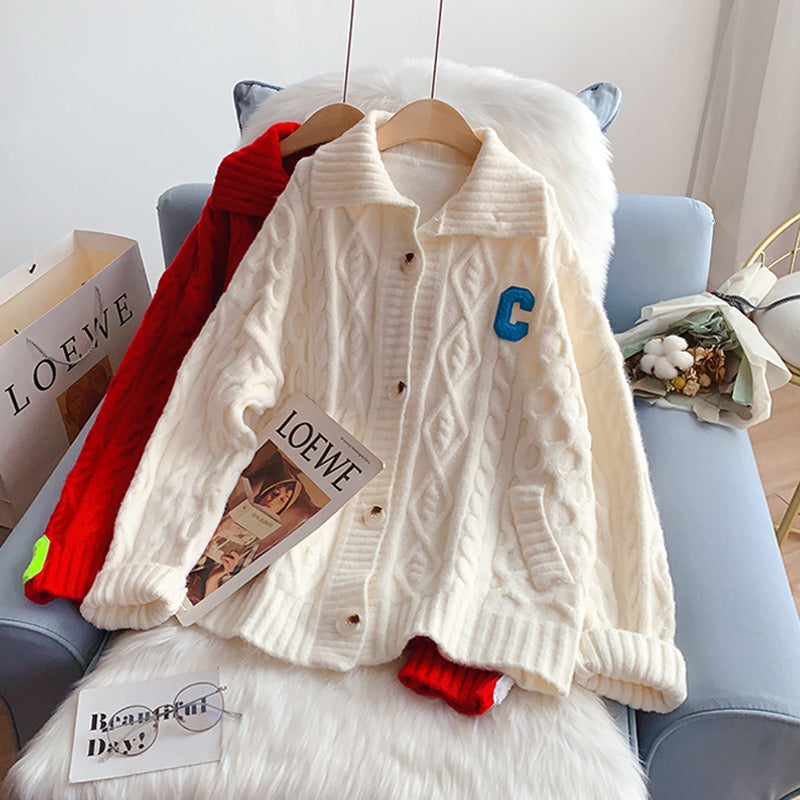 Vintage Twist roter Pullover Mantel Strickjacke 5263