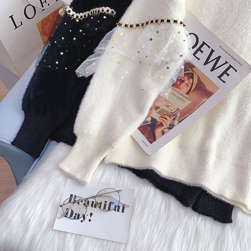 Imitation mink soft waxy soft sweater  5239