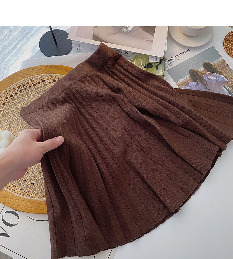 Jupe plissée, design femme, jupe tricotée polyvalente 5271