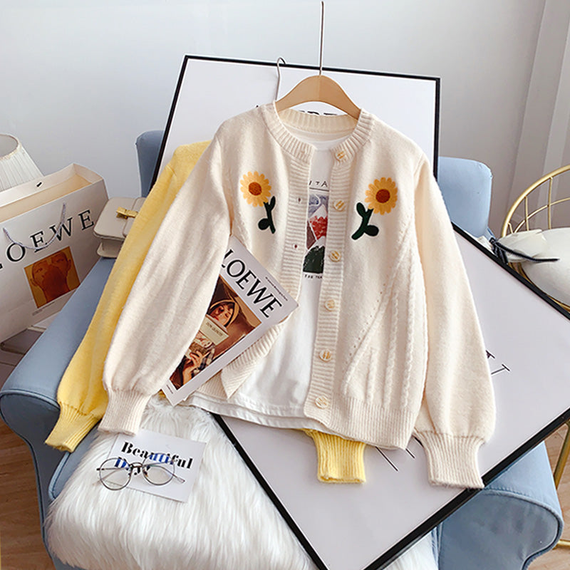 Embroidered sweater coat cardigan female  5119