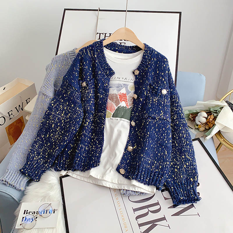 New small fragrance coat women's knitted cardigan  5174