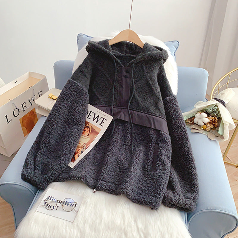 Lammwolle genähter Pullover Pullover Damen Hoodie Design 5203