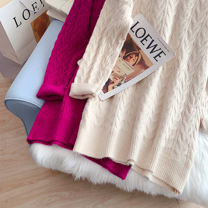 Design sense hemp lace collar sweater  5110