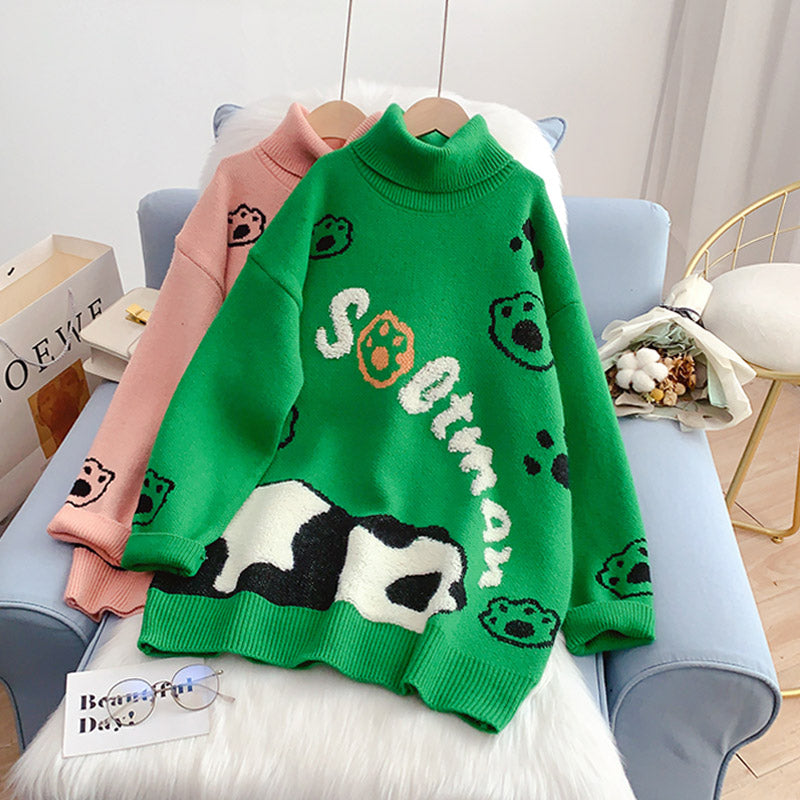 College style cute cartoon sweater loose lazy style  5234