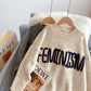 Lazy wind round neck letter sweater  5186
